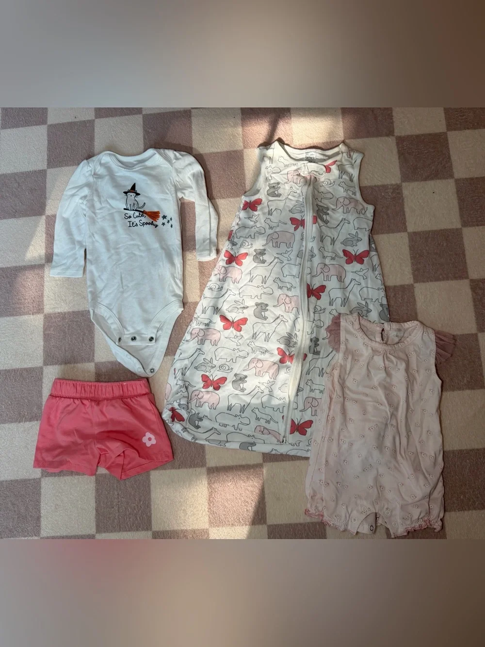 Baby Girl 6–9M Clothing Bundle with Carter’s Sleep Sack – 4 Pieces